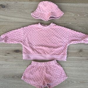 Rylee + Cru Pink Terrycloth Outfit with Hat
